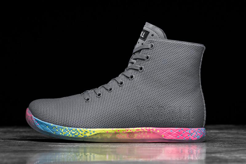 Men\'s Nobull High-Top Neon Glitch Trainers Dark / Grey | SG C2425T